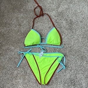 Aerie Neon Triangle String Bikini set